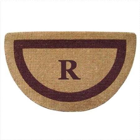NEDIA HOME Nedia Home 02055R Single Picture - Brown Frame 22 x 36 In. Half Round Heavy Duty Coir Doormat - Monogrammed R O2055R